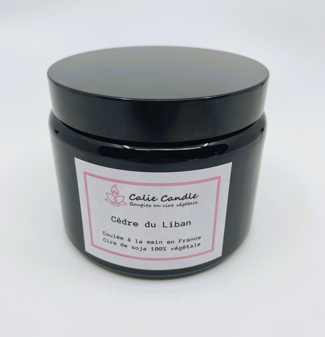 BOUGIE CÈDRE DU LIBAN CIRE VÉGÉTALE PARFUM DE GRASSE 400G